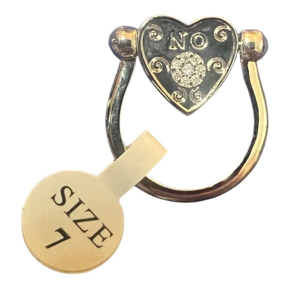 Fragrant Jewel Silver Tone Heart Shaped YES/NO Ring Sz 7 Rhinestone Accent NEW - Picture 3 of 6